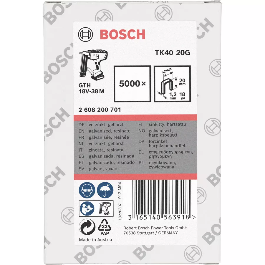 Agrafes fil 1,2mm TK40 15G - 38G Bosch